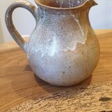 Handmade enameled stoneware pitcher