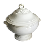 Soupière ancienne en faïence blanche de Geoffroy et Cie