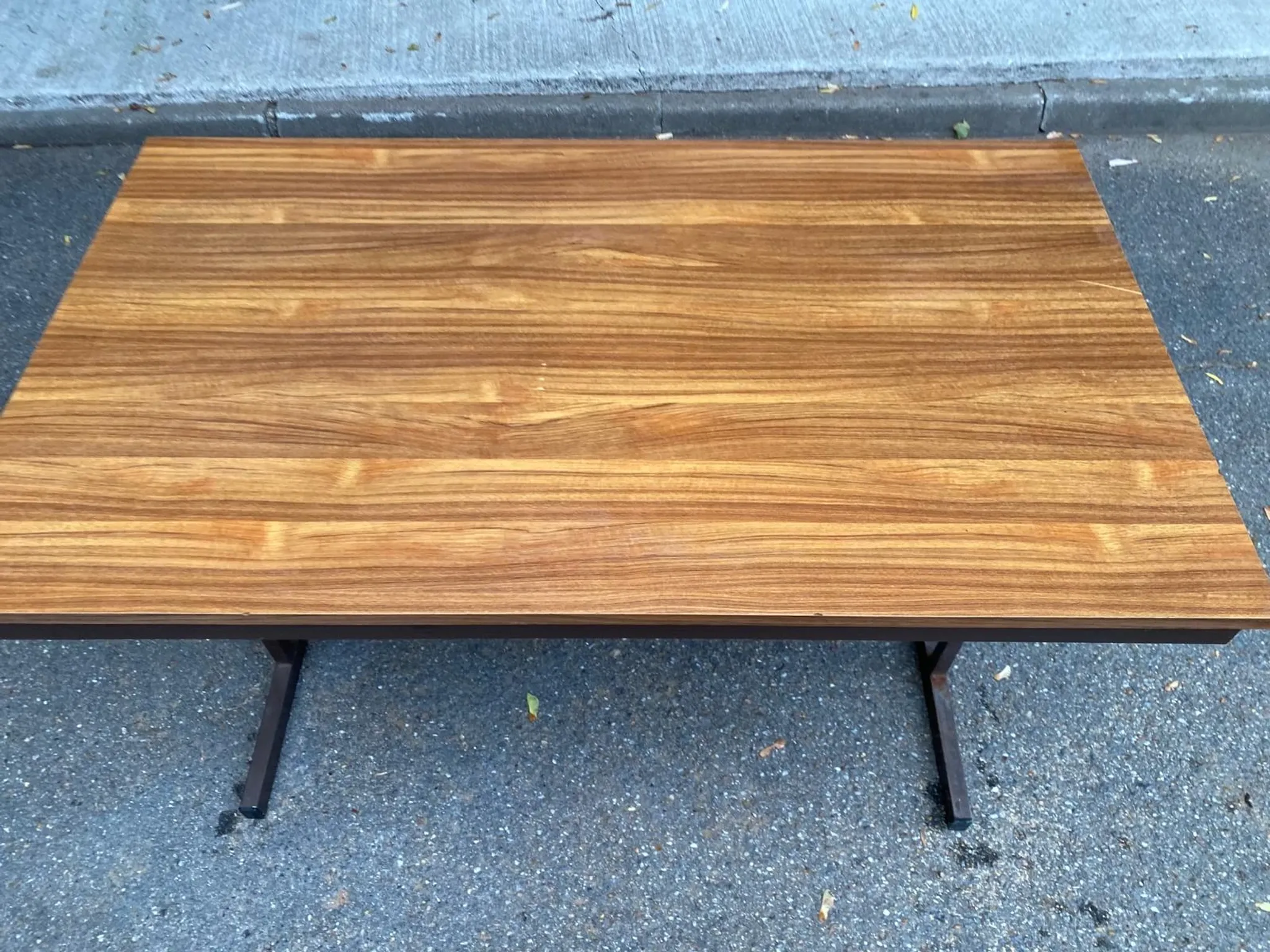 Mid-Century wooden and steel folding table brown 1970 120x70cm
