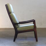 Vintage mahogany senator high back lounge chair by Ole Wanscher for Cado, 1960s