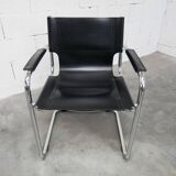 Bauhaus 1970s cantilever armchair in black leather