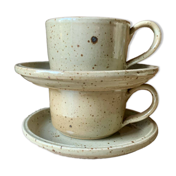 2 tasses et soucoupes en grès Jean Austruy