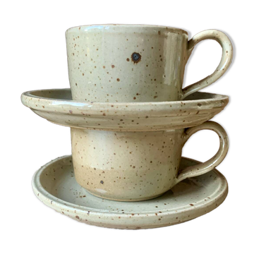 2 tasses et soucoupes en grès Jean Austruy