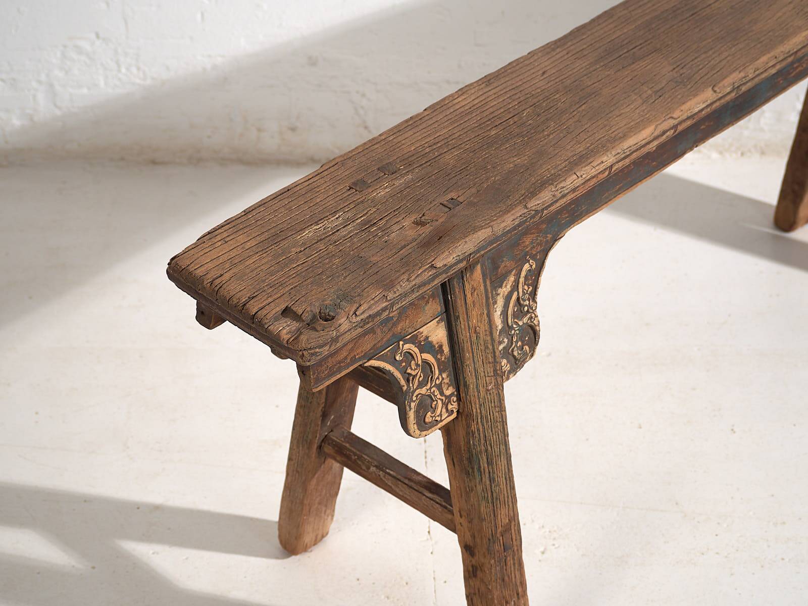 Antique Asian bench in navy blue tones (c.1870)