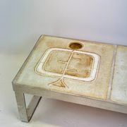 Table basse céramique / chrome — Jean Gregorieff, France, 1970s