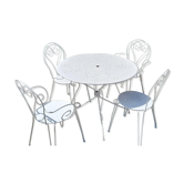 Salon de jardin en fer forgé blanc