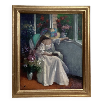 Signed painting Oil on canvas dimensions: height -55cm- width -47 cm-