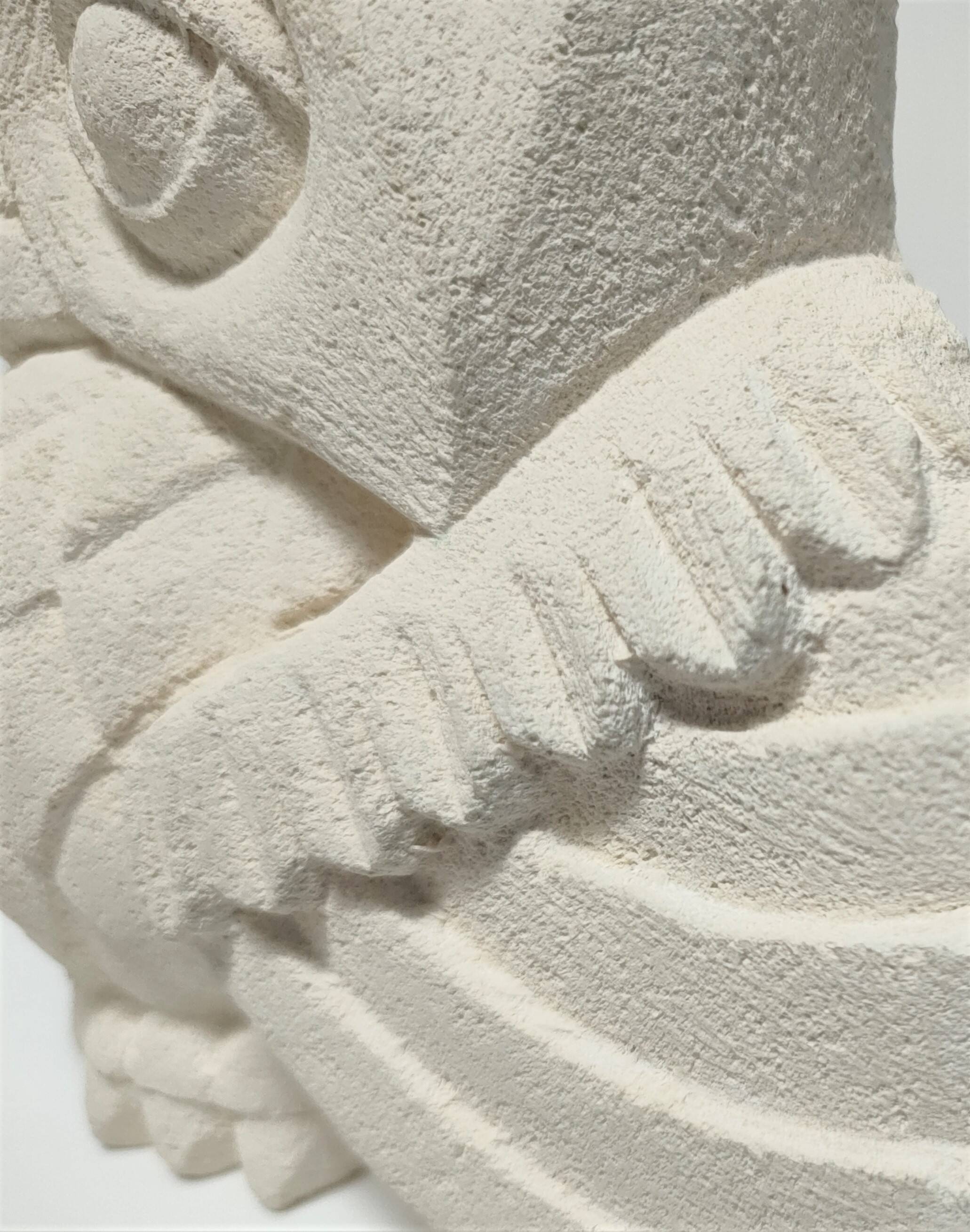 Signed stone owl sculpture