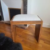 Antique Art Deco piano bench stool rosewood white bouclette fabric