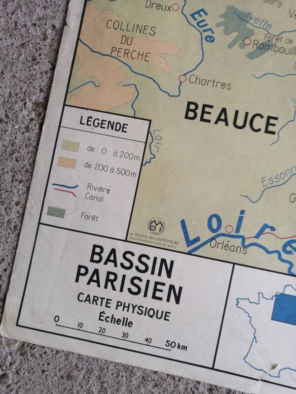 Carte scolaire vintage mdi FRANCE Normandie Bassin Parisien