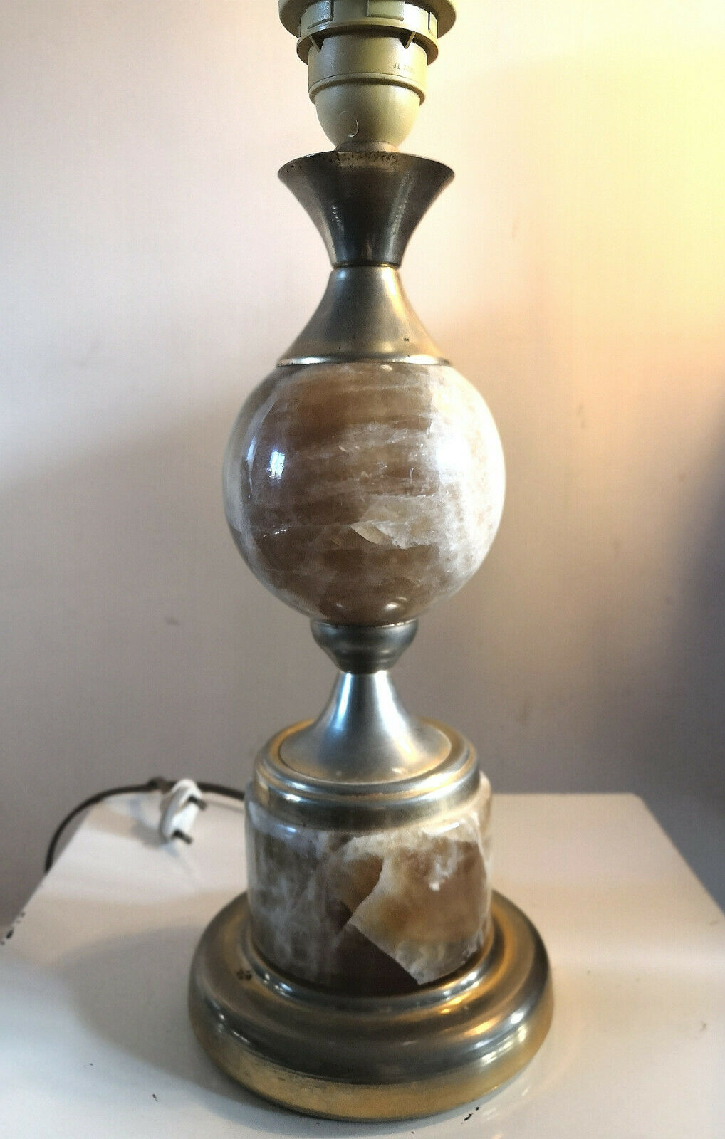 Marble and stainless steel lamp design 70s