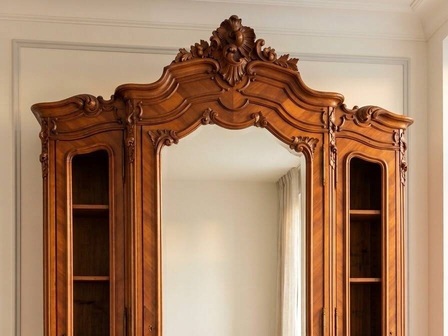 Large Louis XV style wooden bookcase.