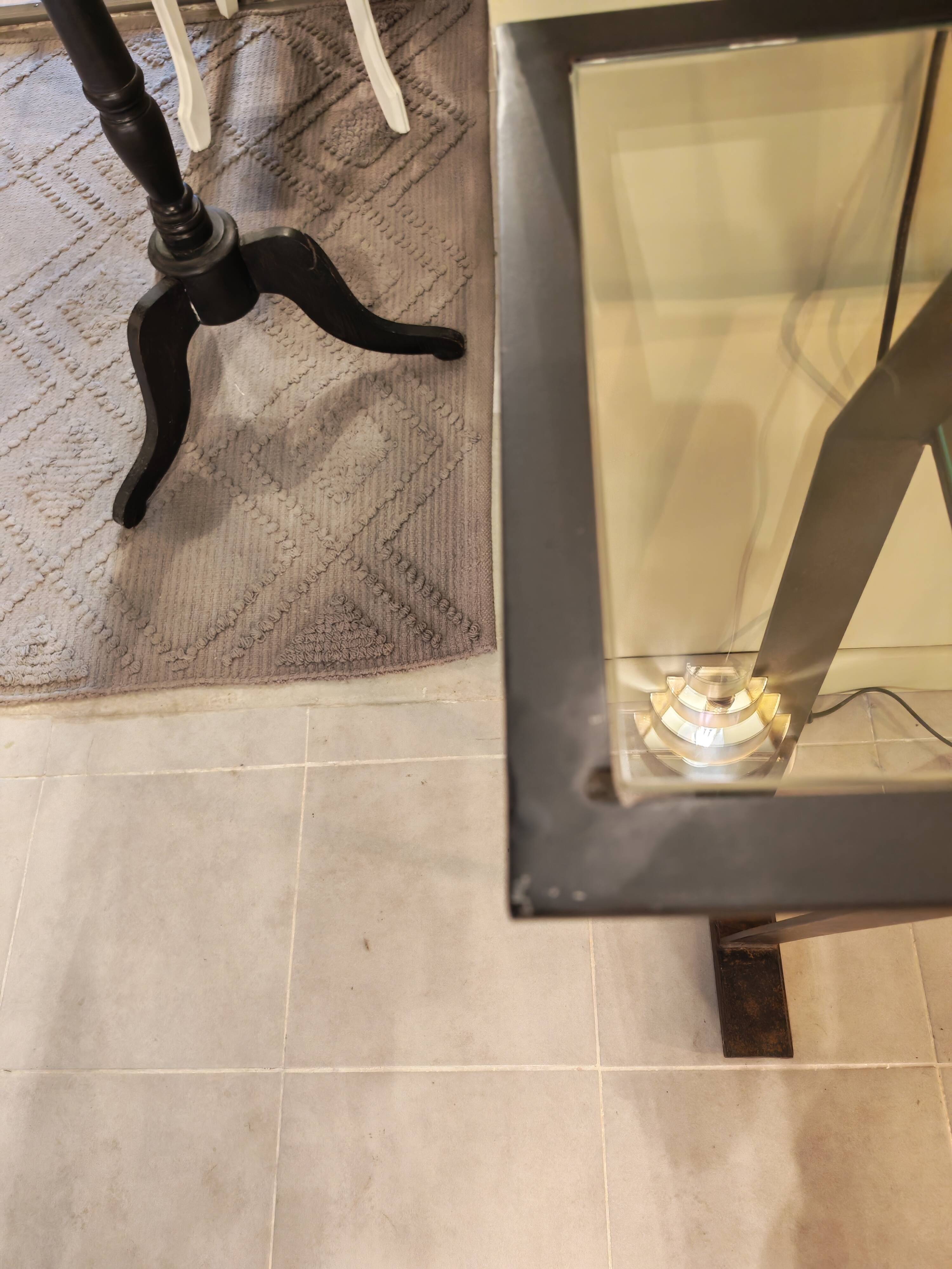 Vintage metal and glass console