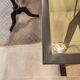 Vintage metal and glass console