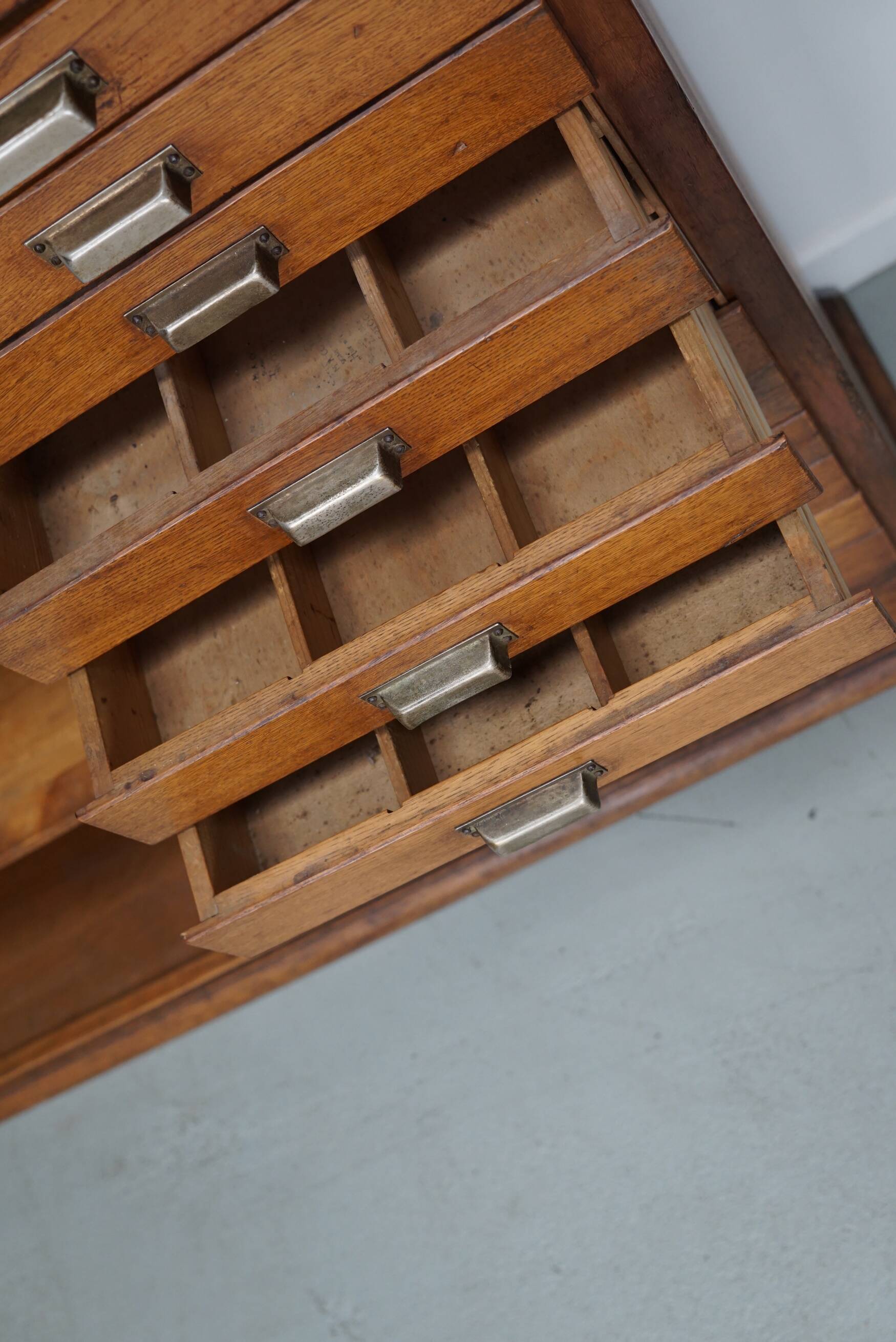 Vintage Dutch Oak Apothecary Sideboard / Filing Cabinet, 1950s