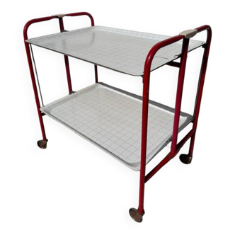 Vintage 70s Folding Table - Red Frame & Checkered Formica Tops