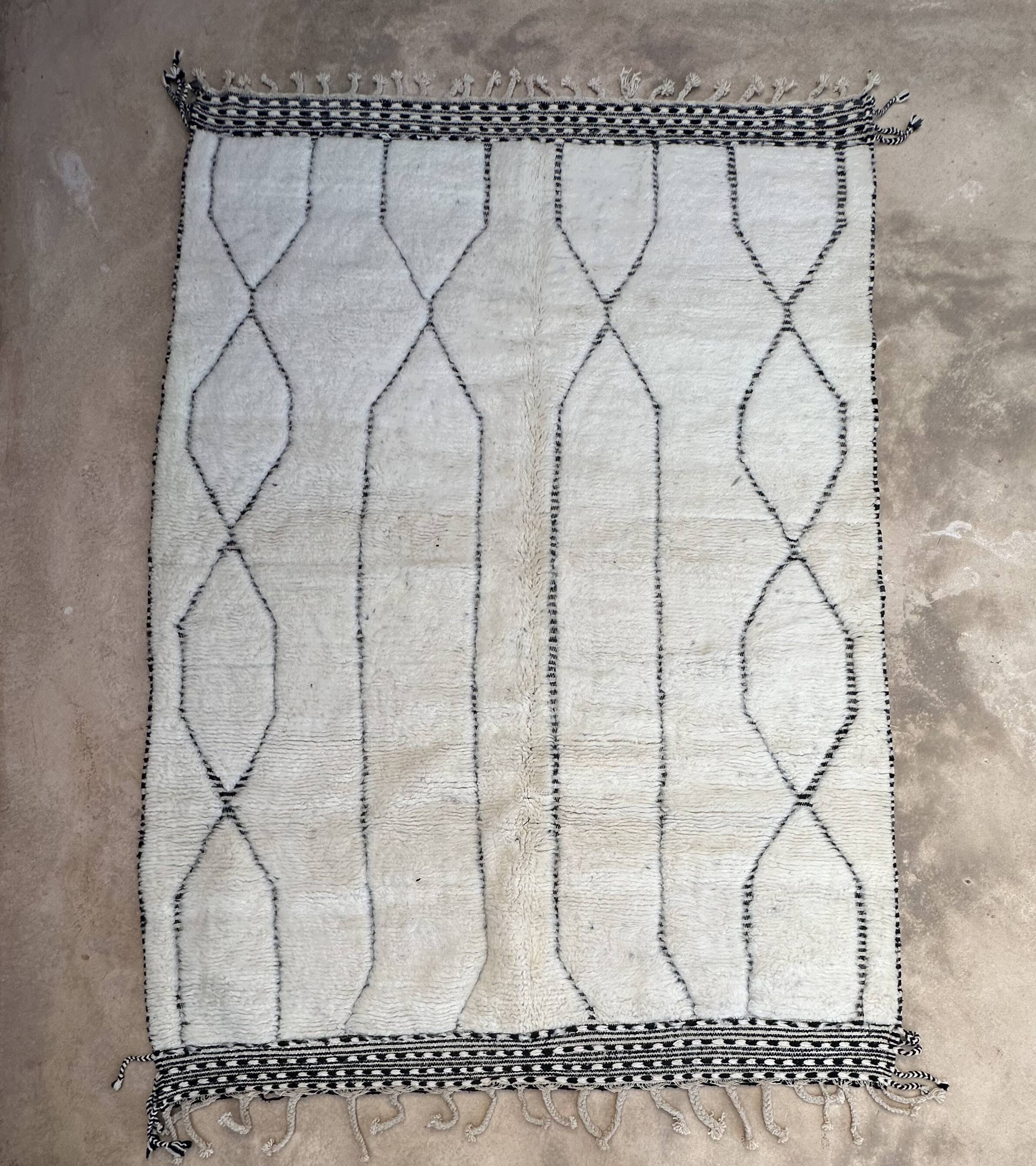 Tapis Berbère Beni Ourain blanc -  289 x 203 cm