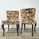 Pair of bedroom armchairs in walnut and fabric, 1960