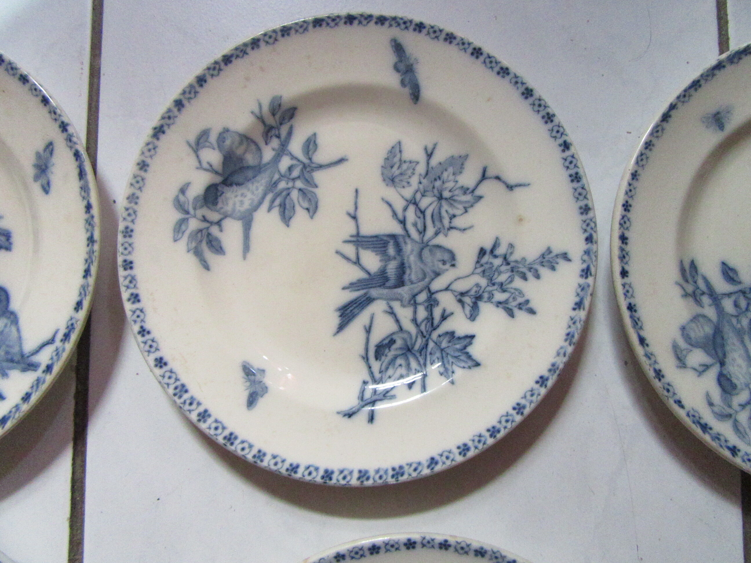 Plates earth fire batch of 6 birds vintage decorations