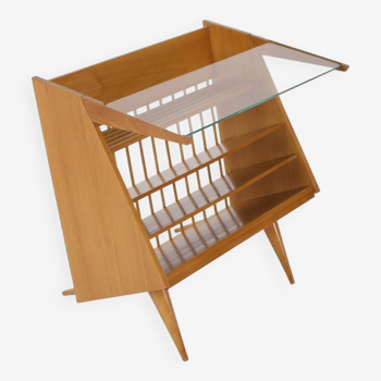 Modernist “compass” magazine rack side table.