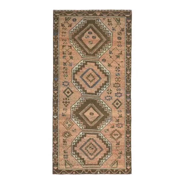 1970s Vintage Turkish Oushak Handmade Wool Cotton Orange Area Rug  149x316