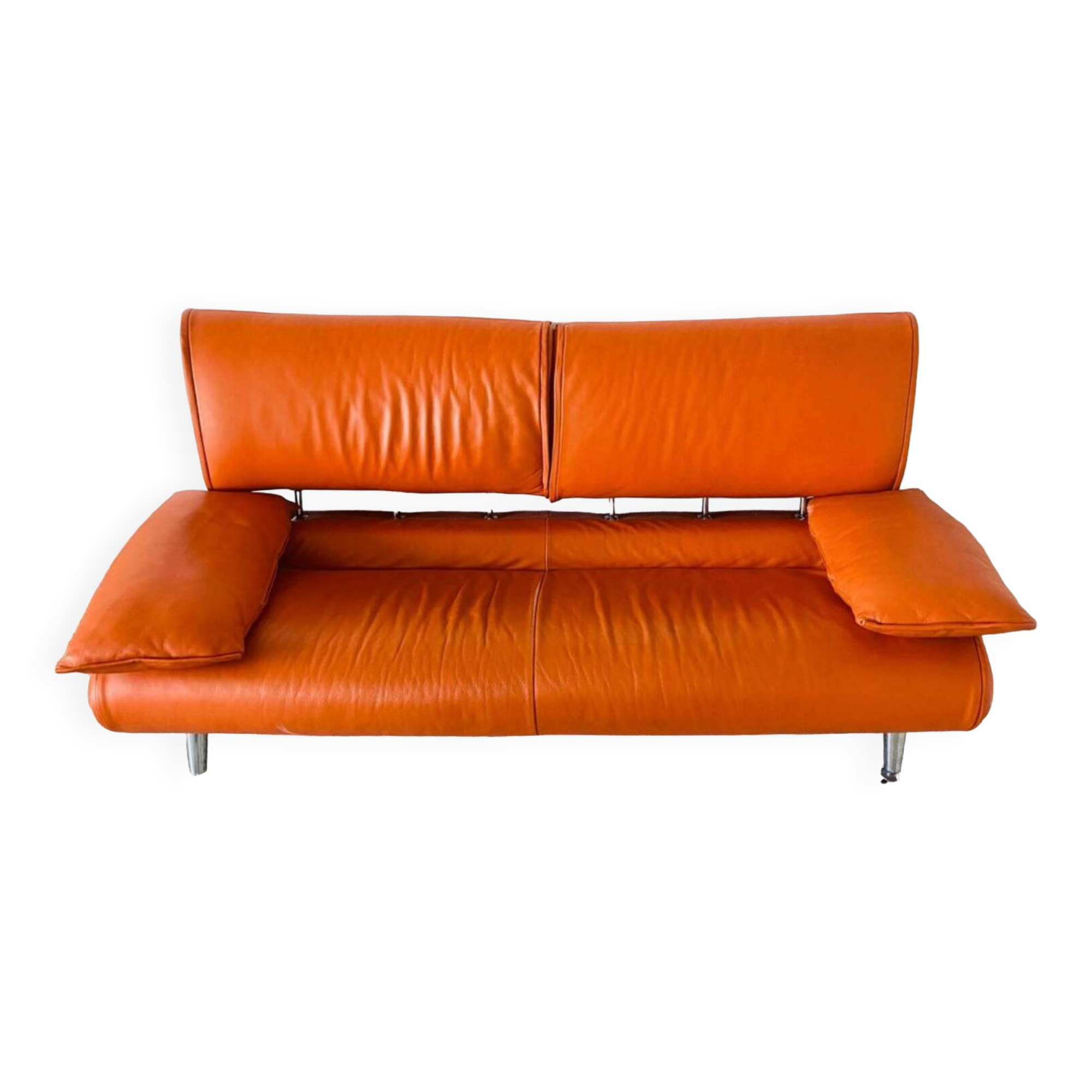 Canapé en cuir orange 2 places
