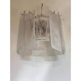 Venied-White Alabastro Strips “Listelli” Murano Glass Wall Sconce