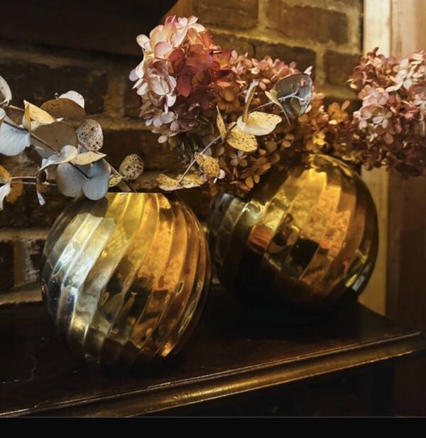 Vases boules anciens Art déco Laiton