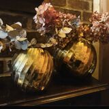 Antique Art Deco round vases Brass