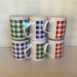 6 Tams England checkered mug cups
