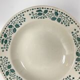 Deep plate, Terre de Fer, Choisy le roi, green stencil with leaf motif