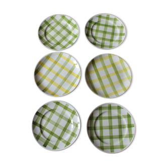 Lot 6 small vintage Scottish plates green yellow