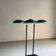Postmodern black metal glass ceiling lamp | 1990s