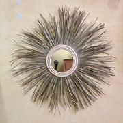 Sunburst Mirror in Rattan and Palm Leaf