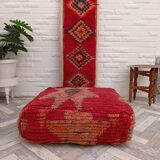 Handmade Berber pouf in wool 60 X 60 X 20 CM