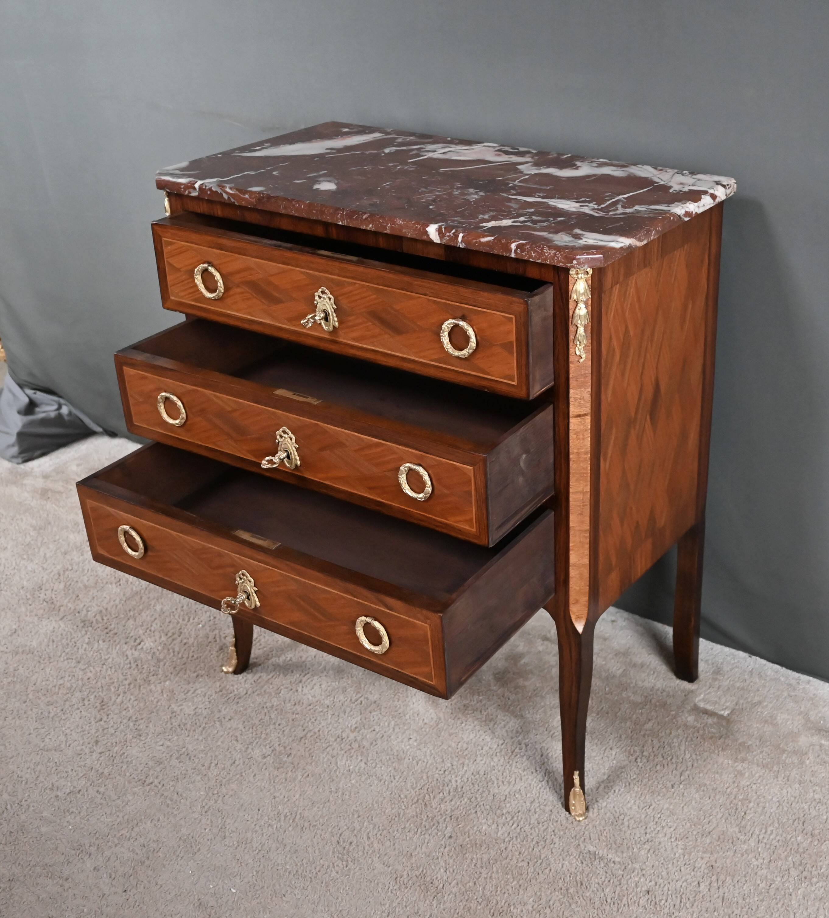 Marquetry Commode, Transitional Style Louis XV Louis XVI – Mid 20th Century