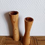 Scandinavian brutalist wooden candle holders