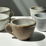 Set of 5 Indonesian ceramic handle coffee cups