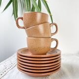 Vintage speckled stoneware coffee set Sarreguemines France from the 1950s