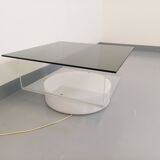 Vintage Italian square illuminated coffee table in glass and plexiglass