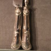 Cutting service knife handles silver Minerve style Rocaille Louis XV