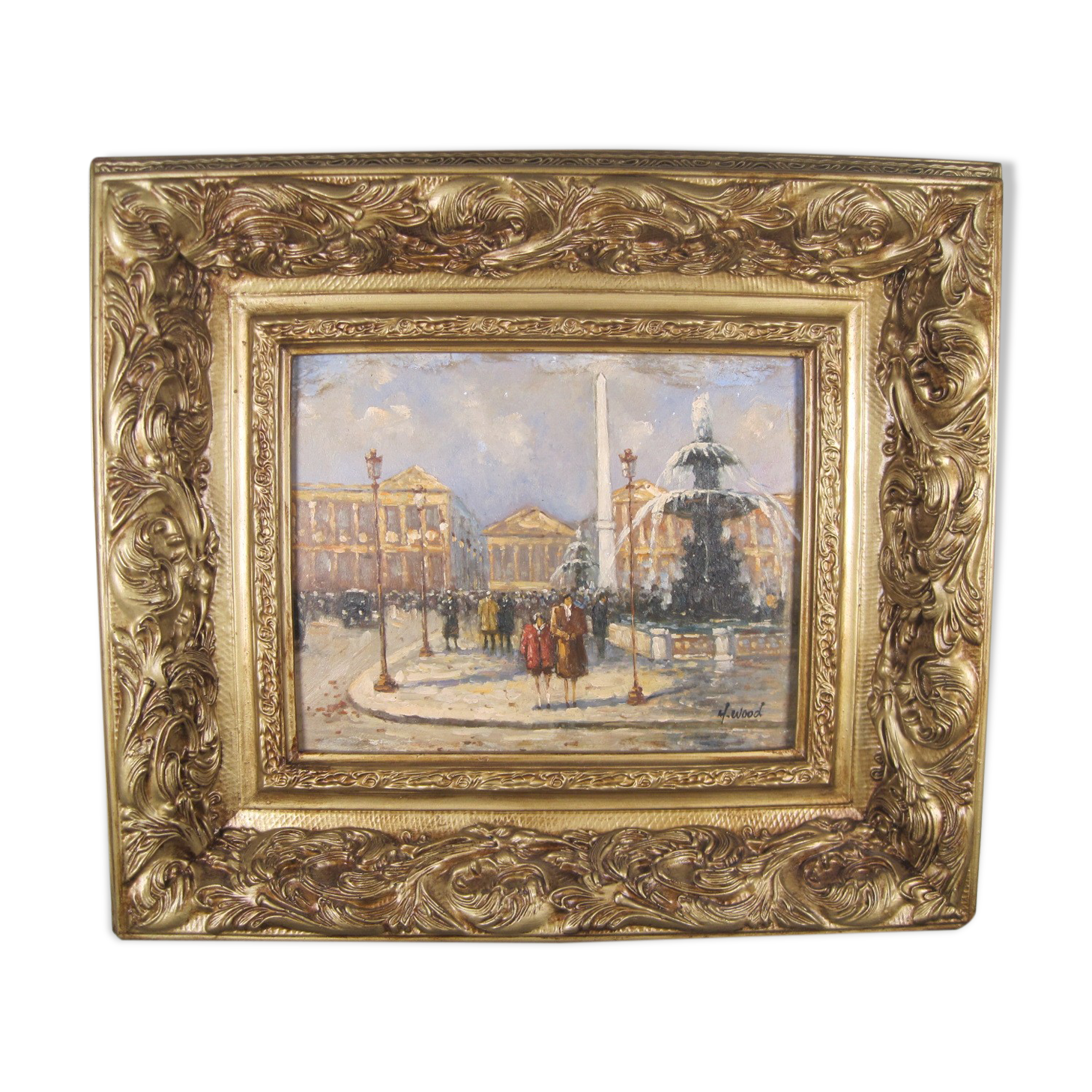 Peinture post-impressionniste huile panneau signée H. Wood Place Concorde PARIS