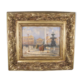 Post-impressionist painting Oil panel signed H. Wood Place Concorde PARIS