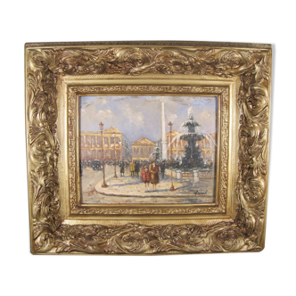 Post-impressionist painting Oil panel signed H. Wood Place Concorde PARIS