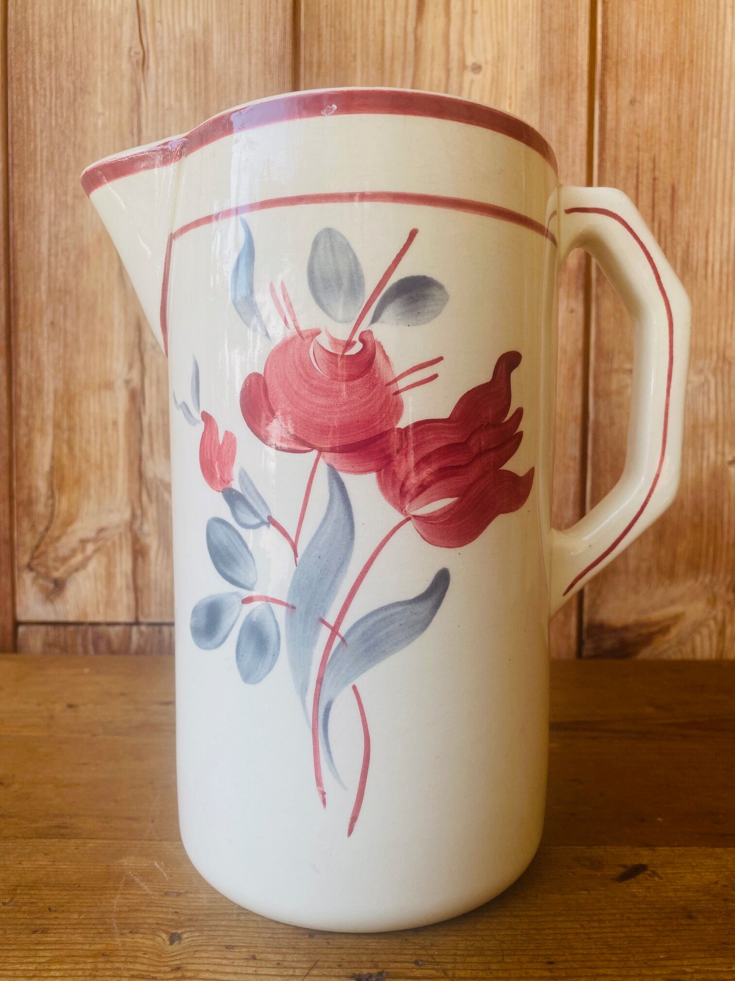 Porcelain of Gien hand painted pitcher