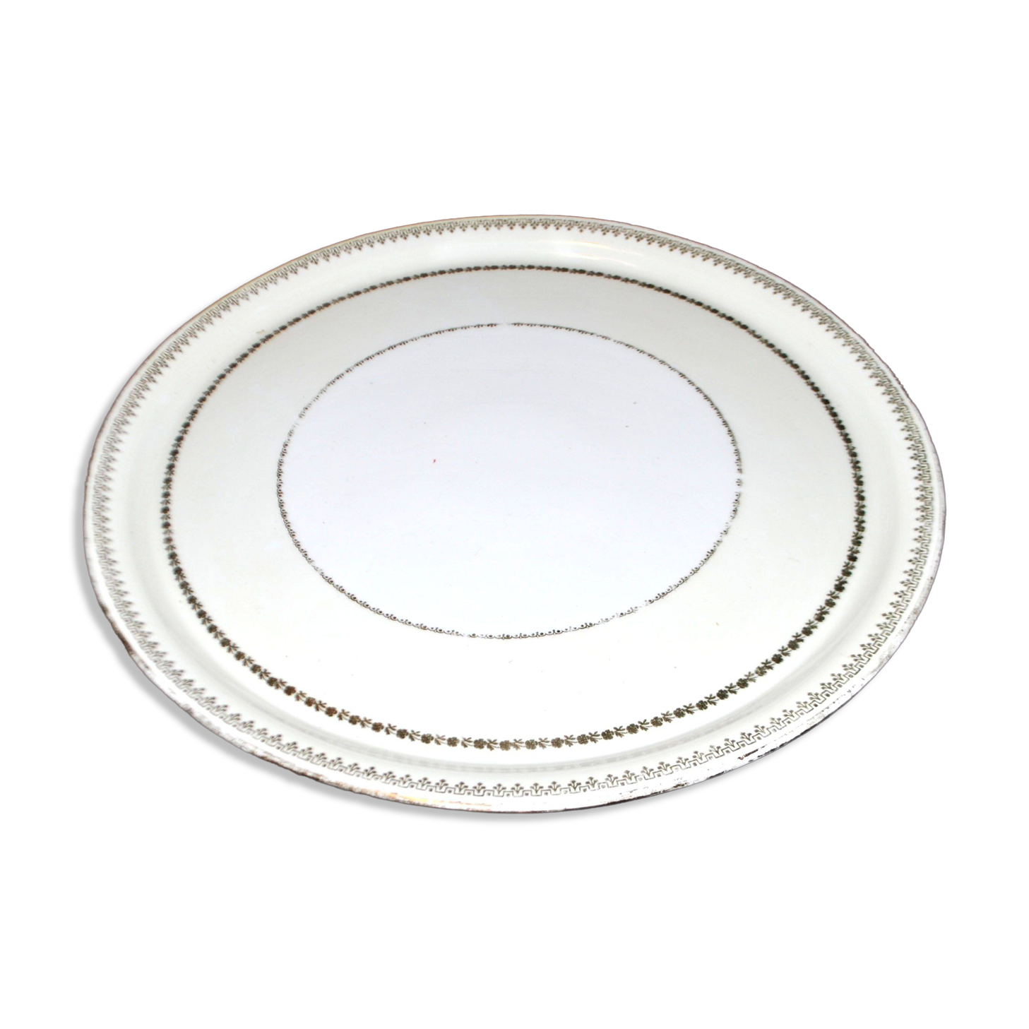 Limoges porcelain pie dish with gold trim, 32cm.