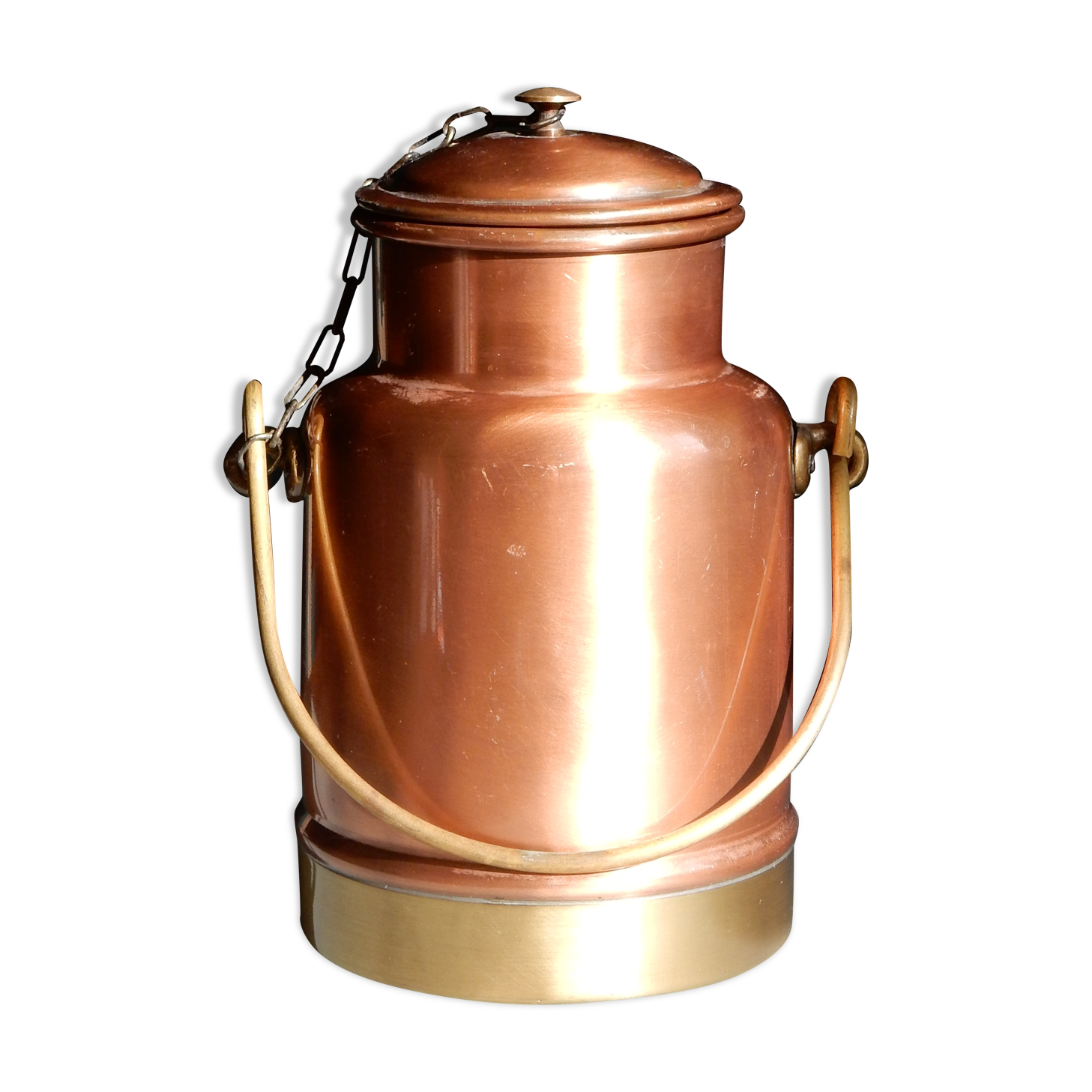 Copper and brass milk pot