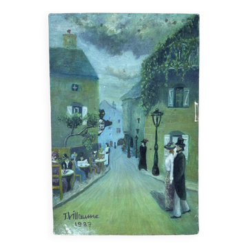 Peinture parisienne huile sur toile Montmartre / Tableau de Paris