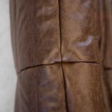 Vintage two-seater Togo sofa with arms in brown leather by Michel Ducaroy for Ligne Roset, 1970s