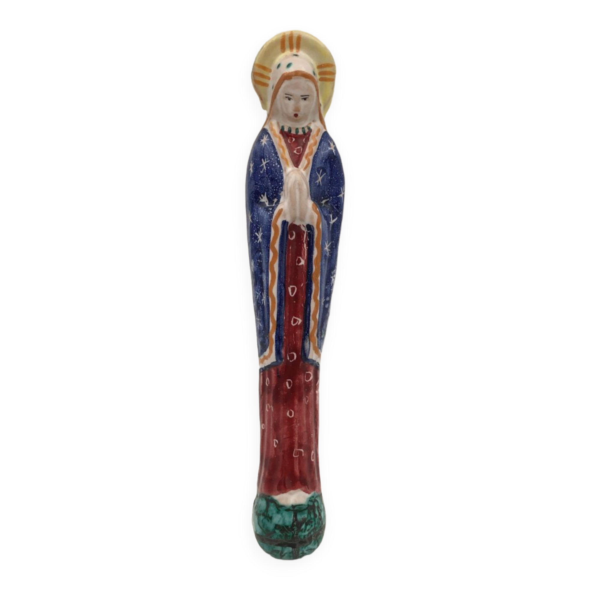 Virgin in polychrome enameled earthenware, 20th century